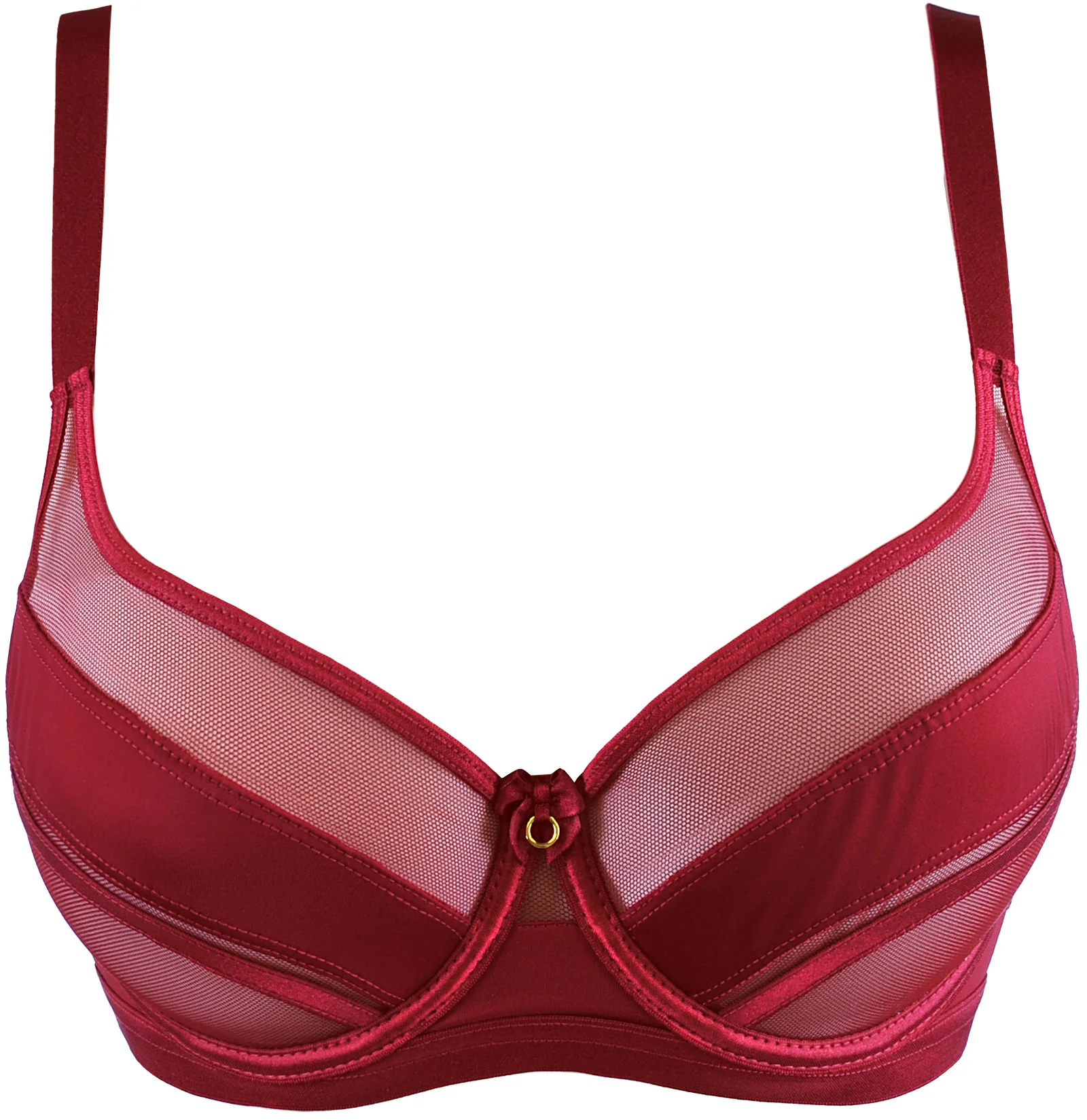 Axami Linea Burgundy Soft Sheer Mesh Balconette Bra - Image 3