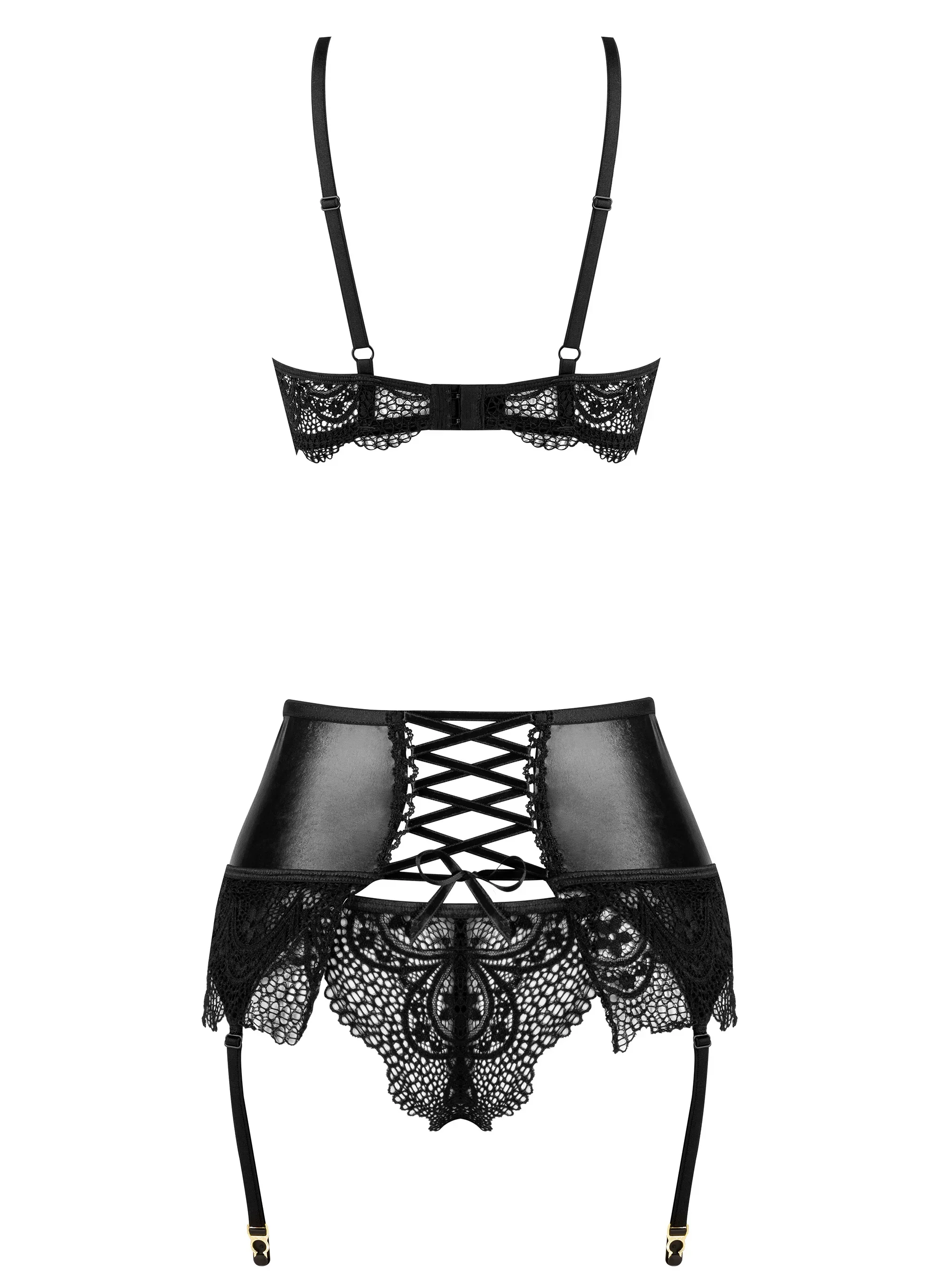 Beauty Night Noir Fantasy Sheer Lace Bra Garter Belt & G-String - Image 7