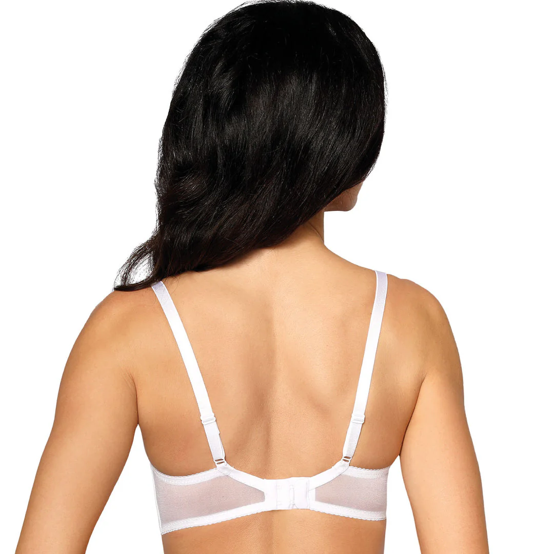 Bridal Sheer Lace Demi Cup Bra Roza Anuk White - Image 2