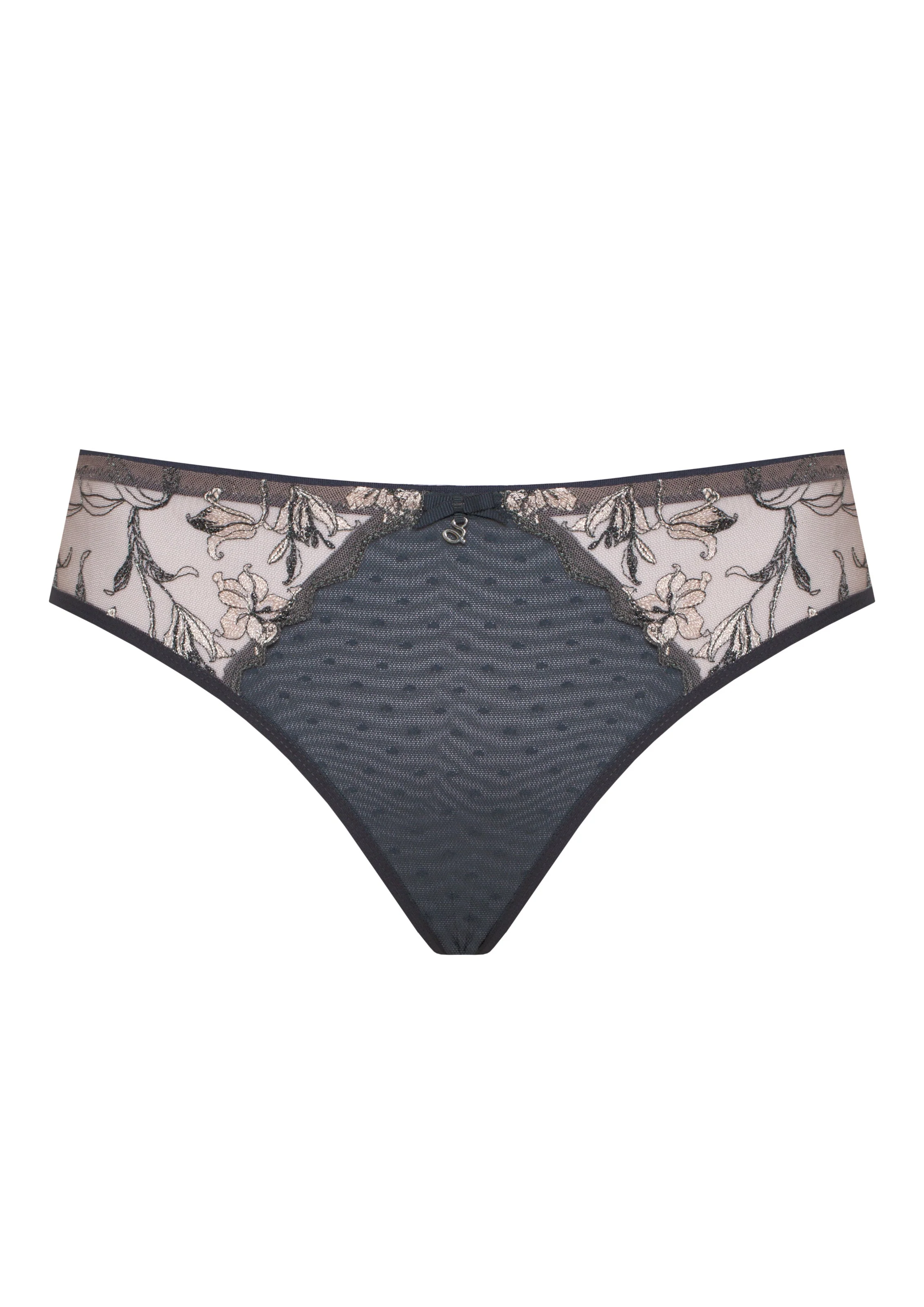 Samanta Eliza Graphite Embroidered Brazilian Panty - Image 3