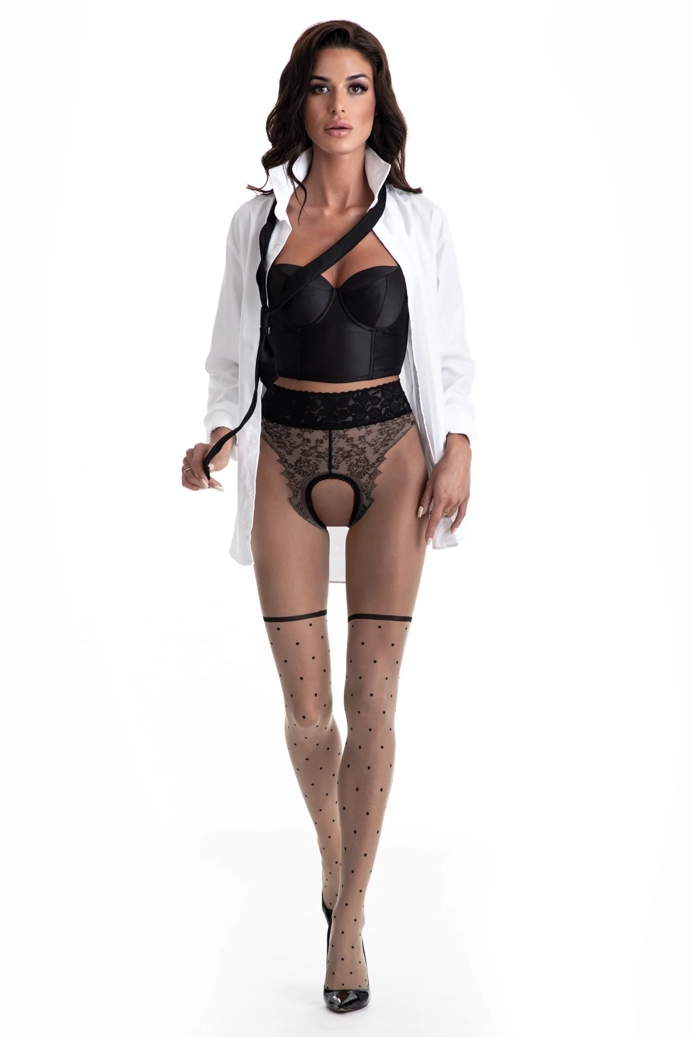 Amour Lolita Beige Open Crotch Pantyhose 30 DEN - Image 4