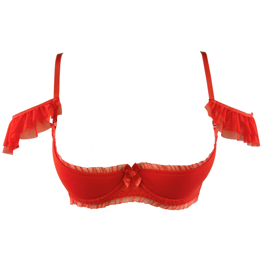 Axami Sweet Angel Red Ruche Open Cup Shelf Bra - Image 8