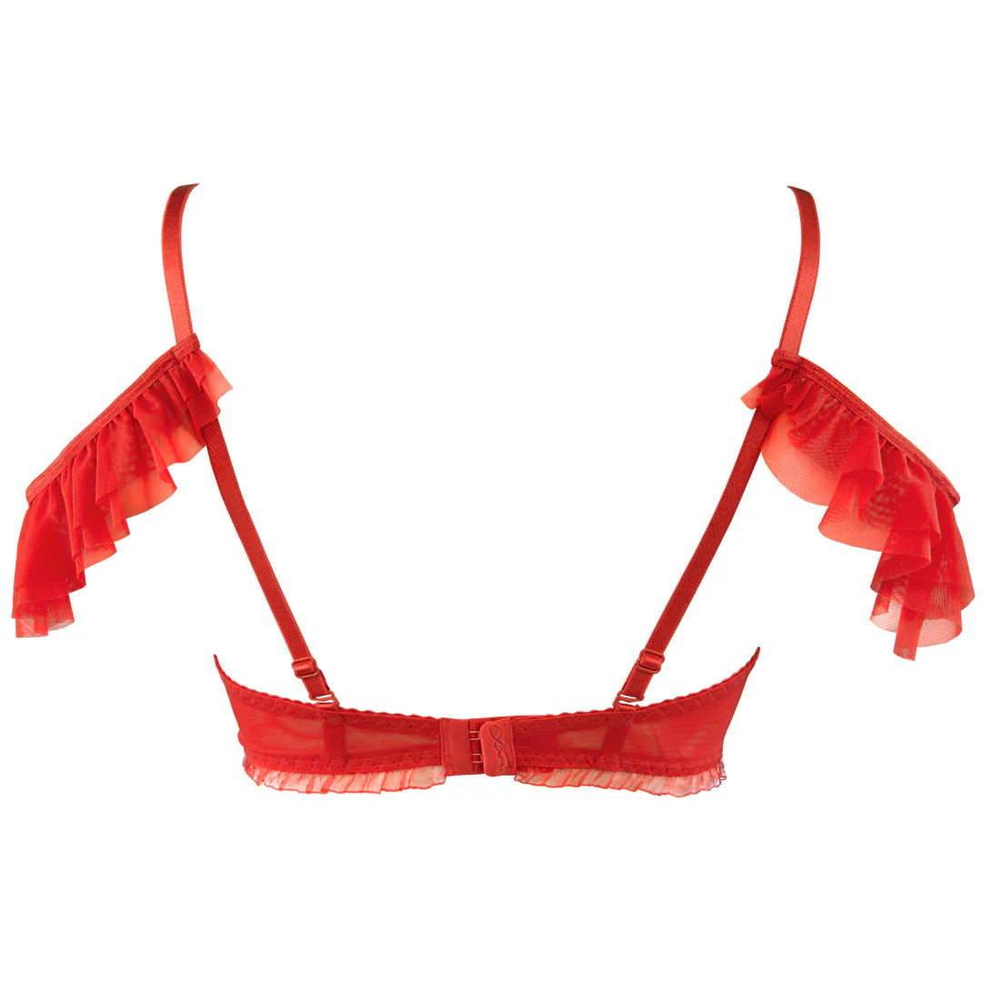 Axami Sweet Angel Red Ruche Open Cup Shelf Bra - Image 9