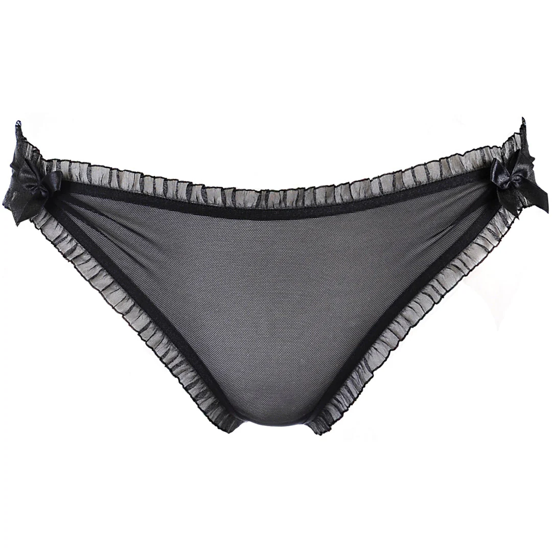 Axami Sweet Angel Black Flirty Ruche Sheer Peek-A-Boo Panty - Image 6