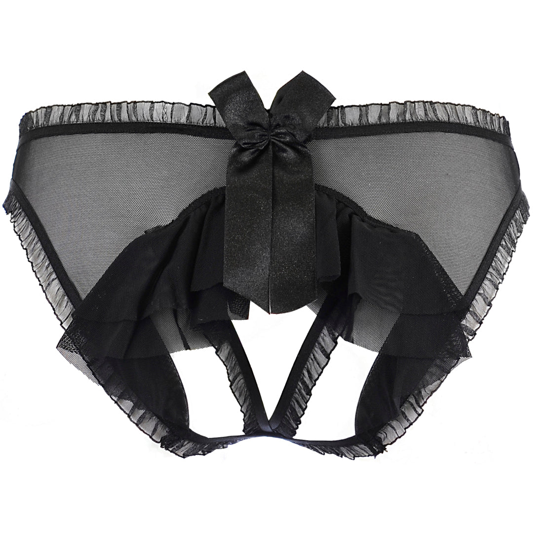 Axami Sweet Angel Black Flirty Ruche Sheer Peek-A-Boo Panty - Image 7