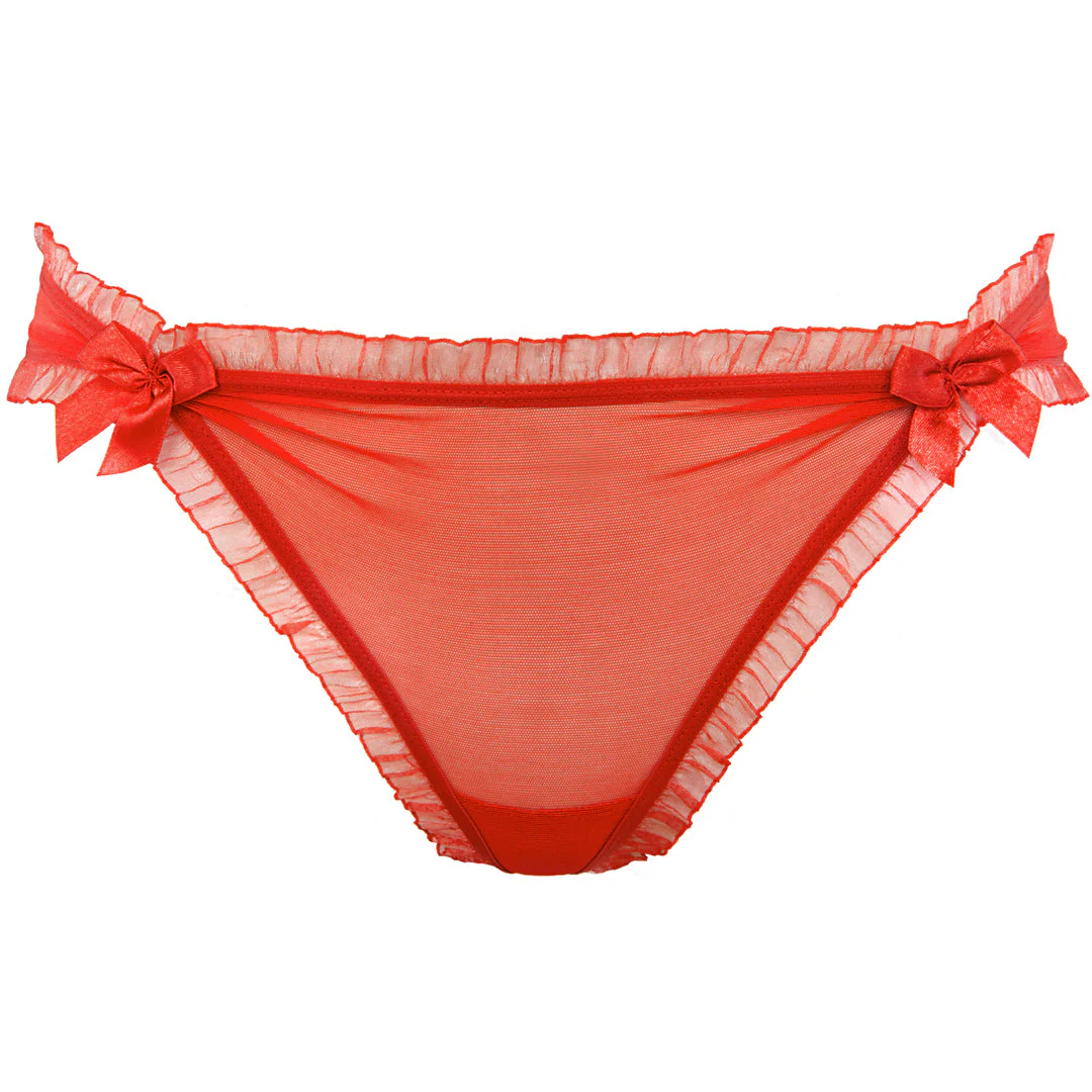 Axami Sweet Angel Red Flirty Ruche Sheer Peek-A-Boo Panty - Image 8