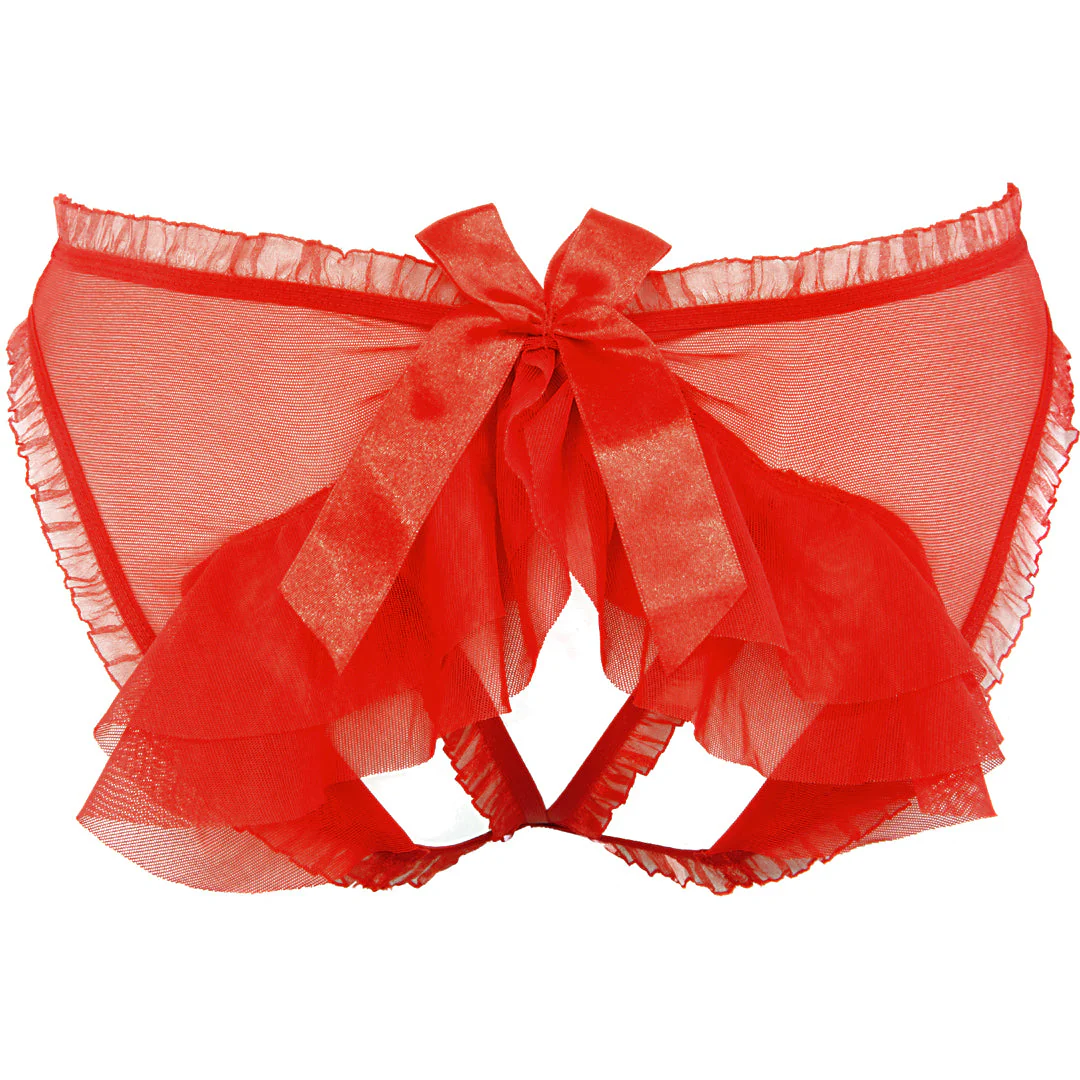 Axami Sweet Angel Red Flirty Ruche Sheer Peek-A-Boo Panty - Image 9