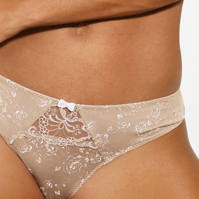 Floral Semi Sheer Thong Panty Sawren Frappe - Image 3
