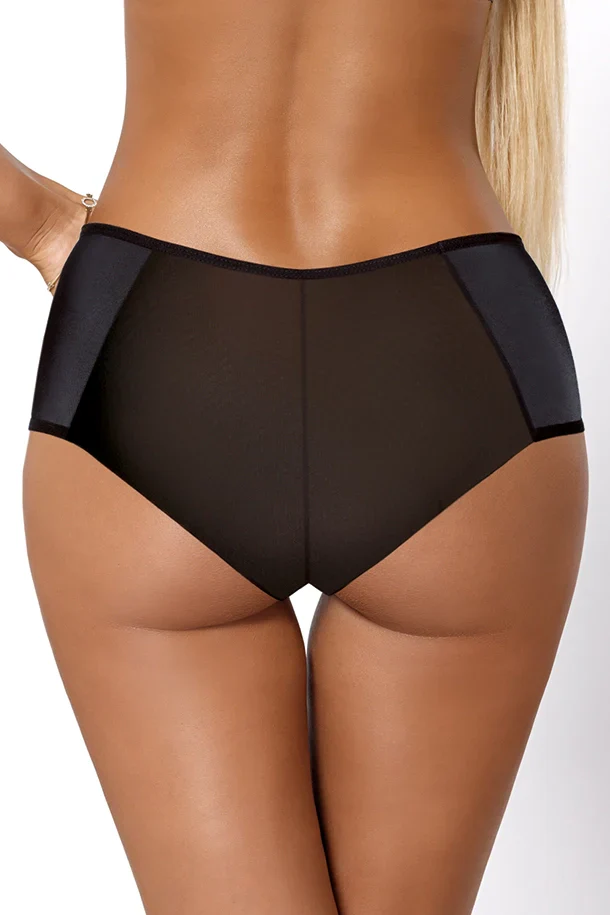 PariPari Jenny Black Sheer Full Brief Panties with Embroidery - Image 2