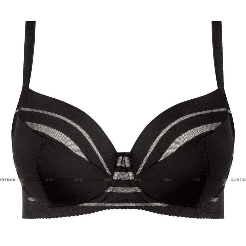Gorteks Luna Black Full Figure Padded Striped Bra - Image 3