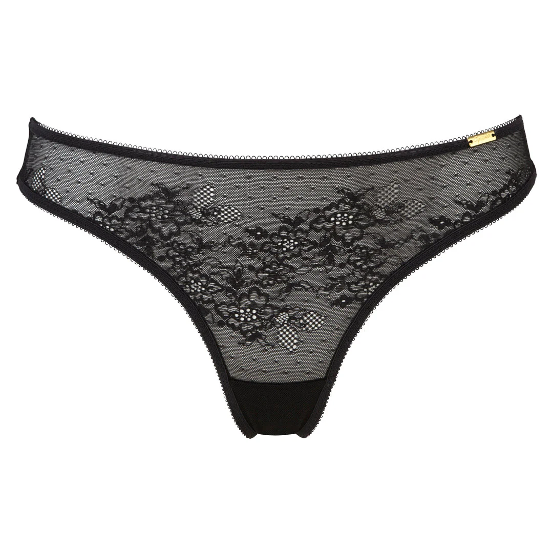 Gossard Glossies Lace Black Sheer Thong Panty - Image 5