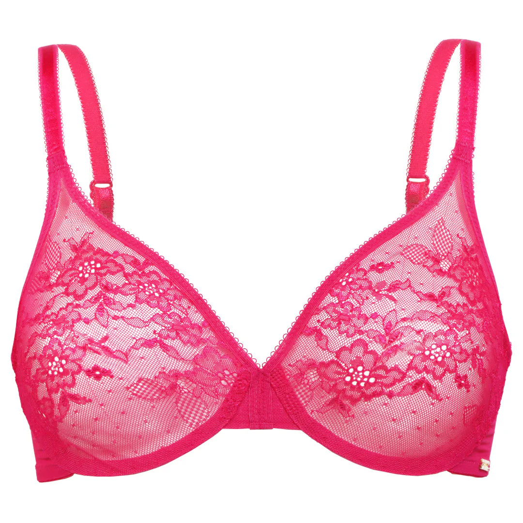 Gossard Glossies Lace Hot Pink Sheer Molded Bra - Image 8