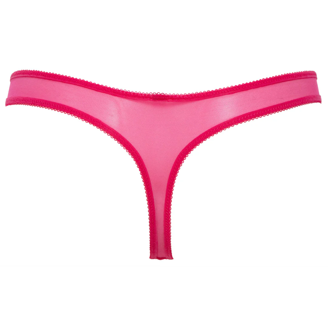 Gossard Glossies Lace Hot Pink Sheer Thong Panty - Image 9
