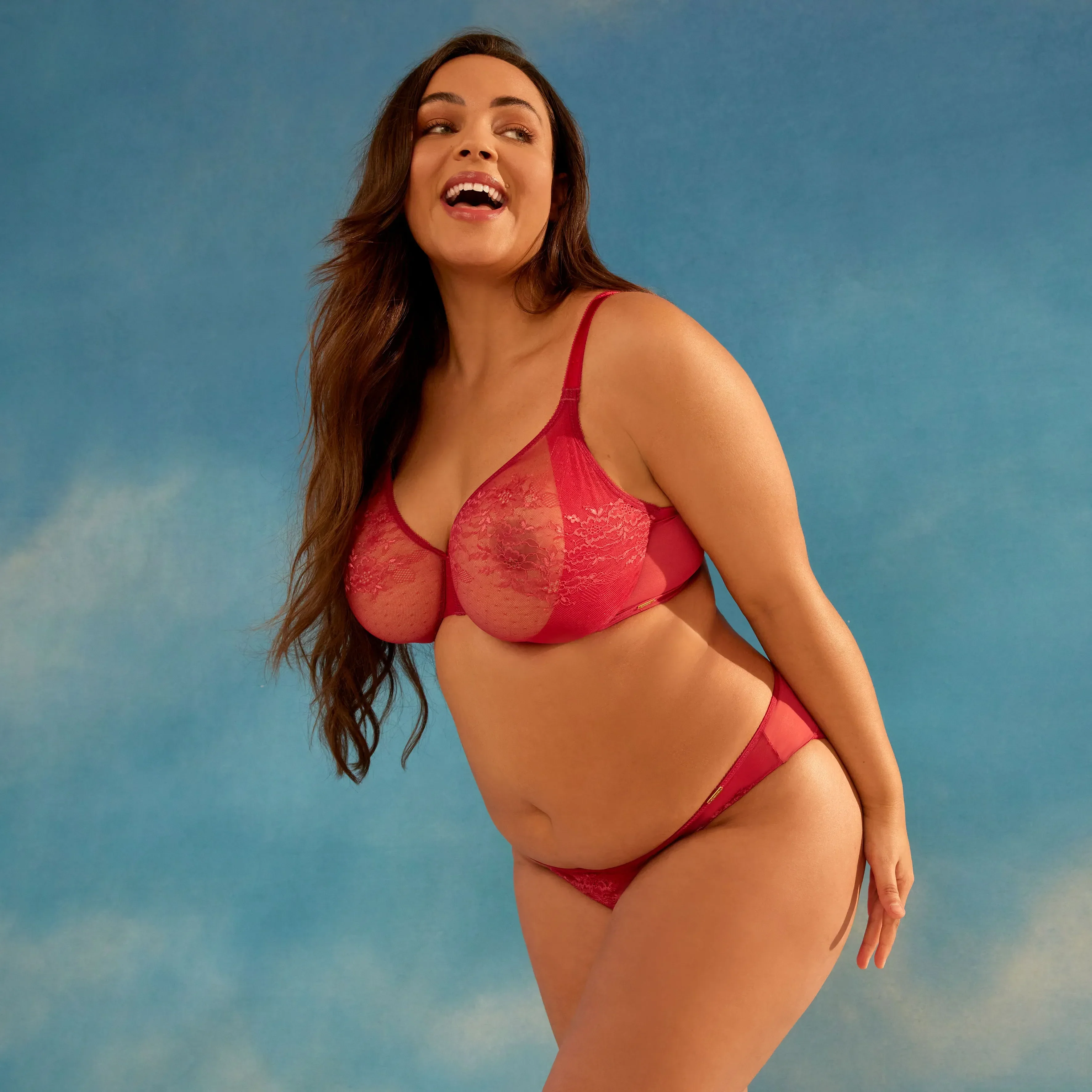 Gossard Glossies Lace Raspberry Blush Sheer Molded Bra - Image 6