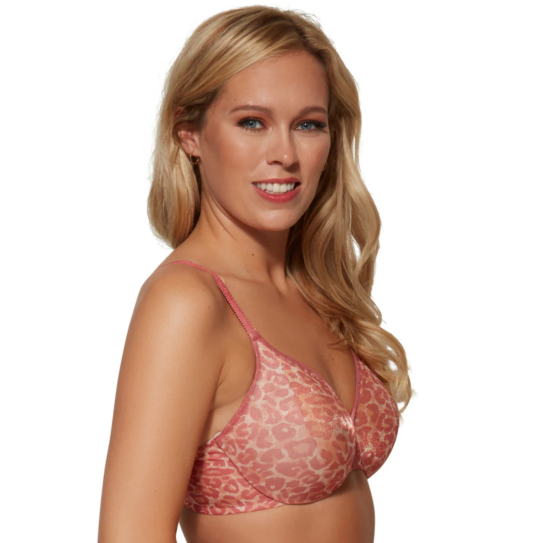 Gossard Glossies Leopard Pink Printed Sheer Bra - Image 3