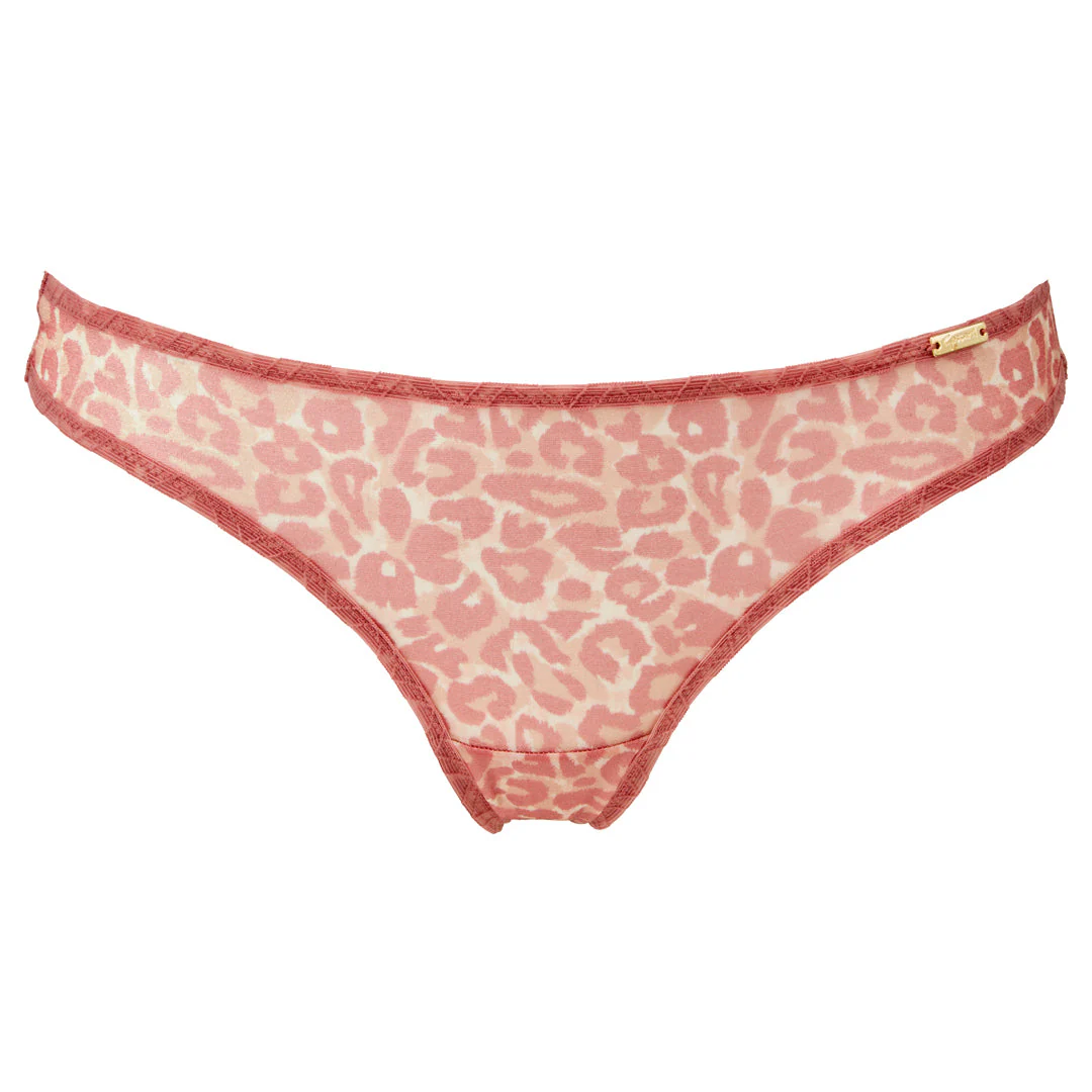 Gossard Glossies Leopard Pink Printed Sheer Thong Panty - Image 6