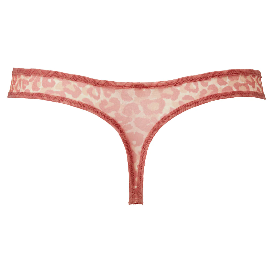 Gossard Glossies Leopard Pink Printed Sheer Thong Panty - Image 7