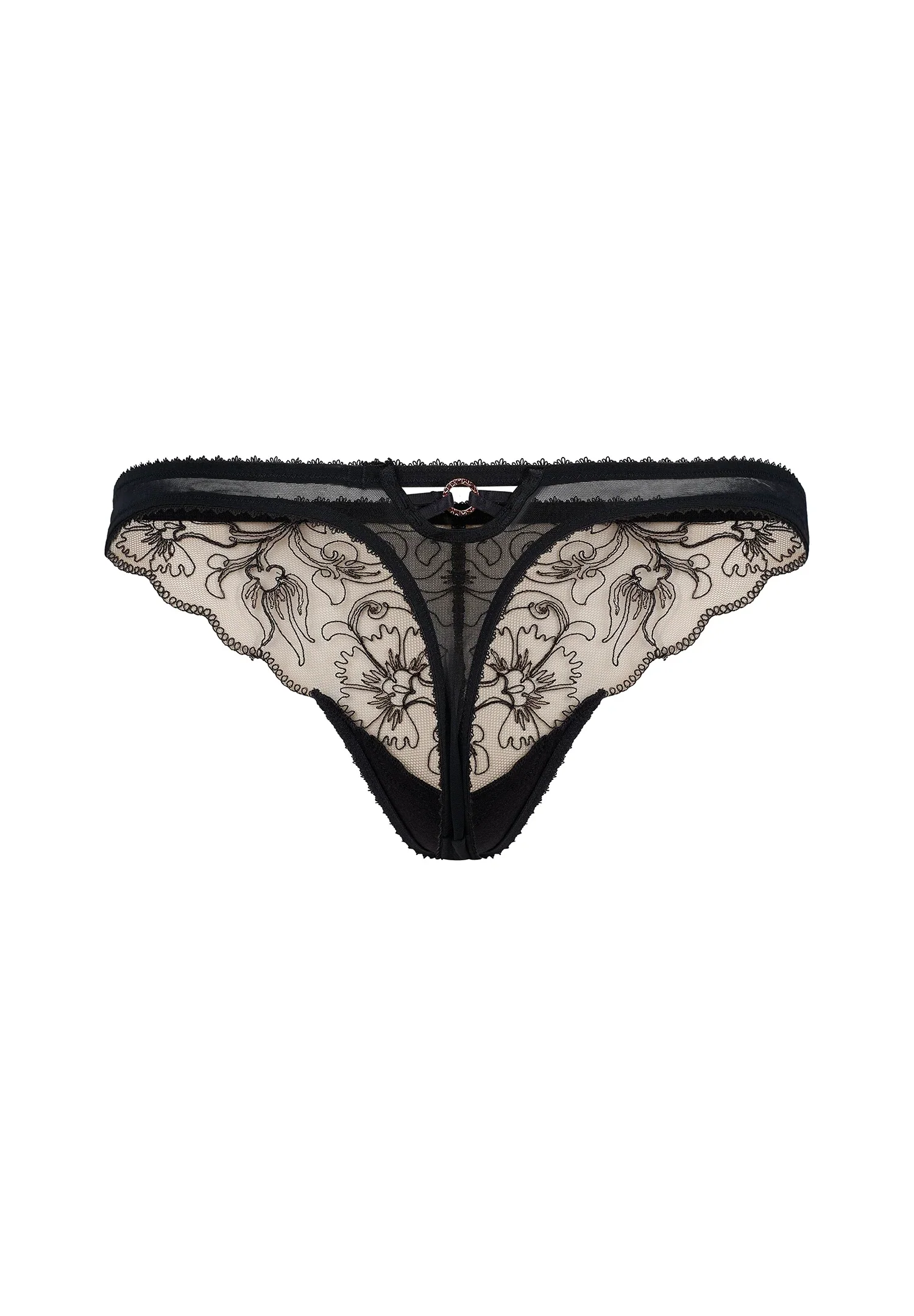 Gossard VIP Fleur de Nuit Black Sheer Thong Panty - Image 6