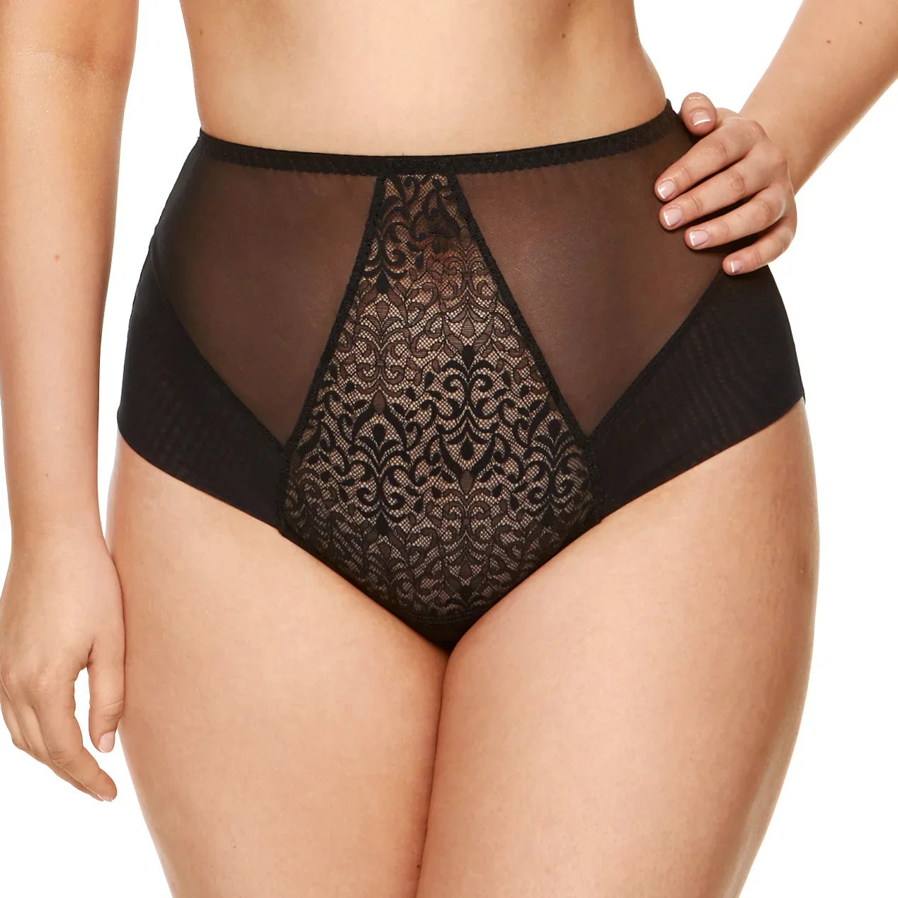 Gorteks Gabi Black Sheer High Waist Full Brief Panty - Image 3