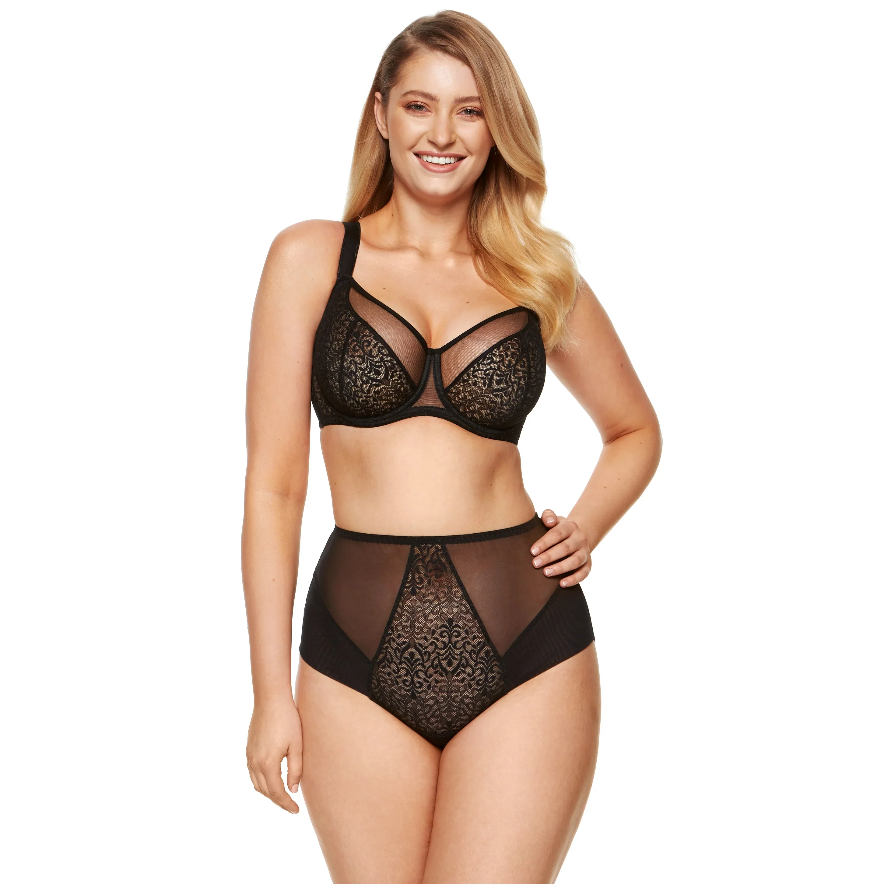 Gorteks Gabi Black Sheer High Waist Full Brief Panty - Image 6