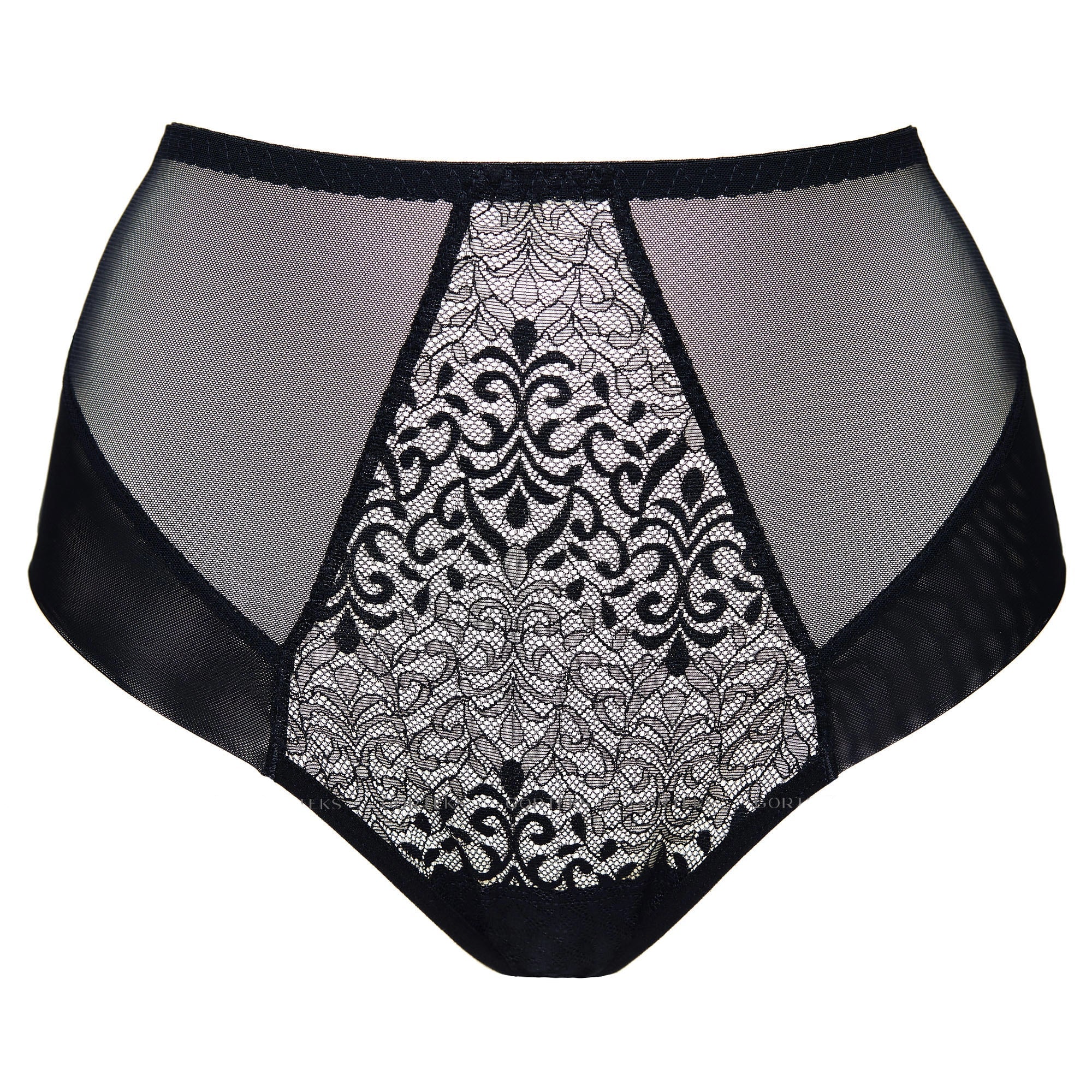 Gorteks Gabi Black Sheer High Waist Full Brief Panty - Image 8