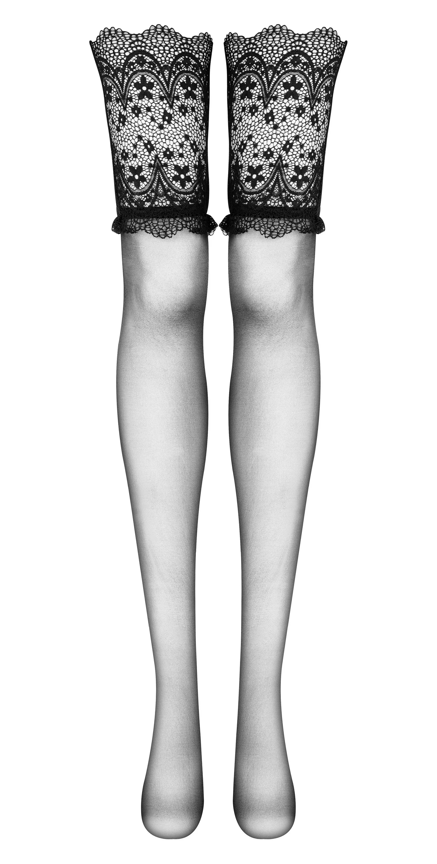 Beauty Night Obsidian Lace Top Sheer Stockings - Image 4