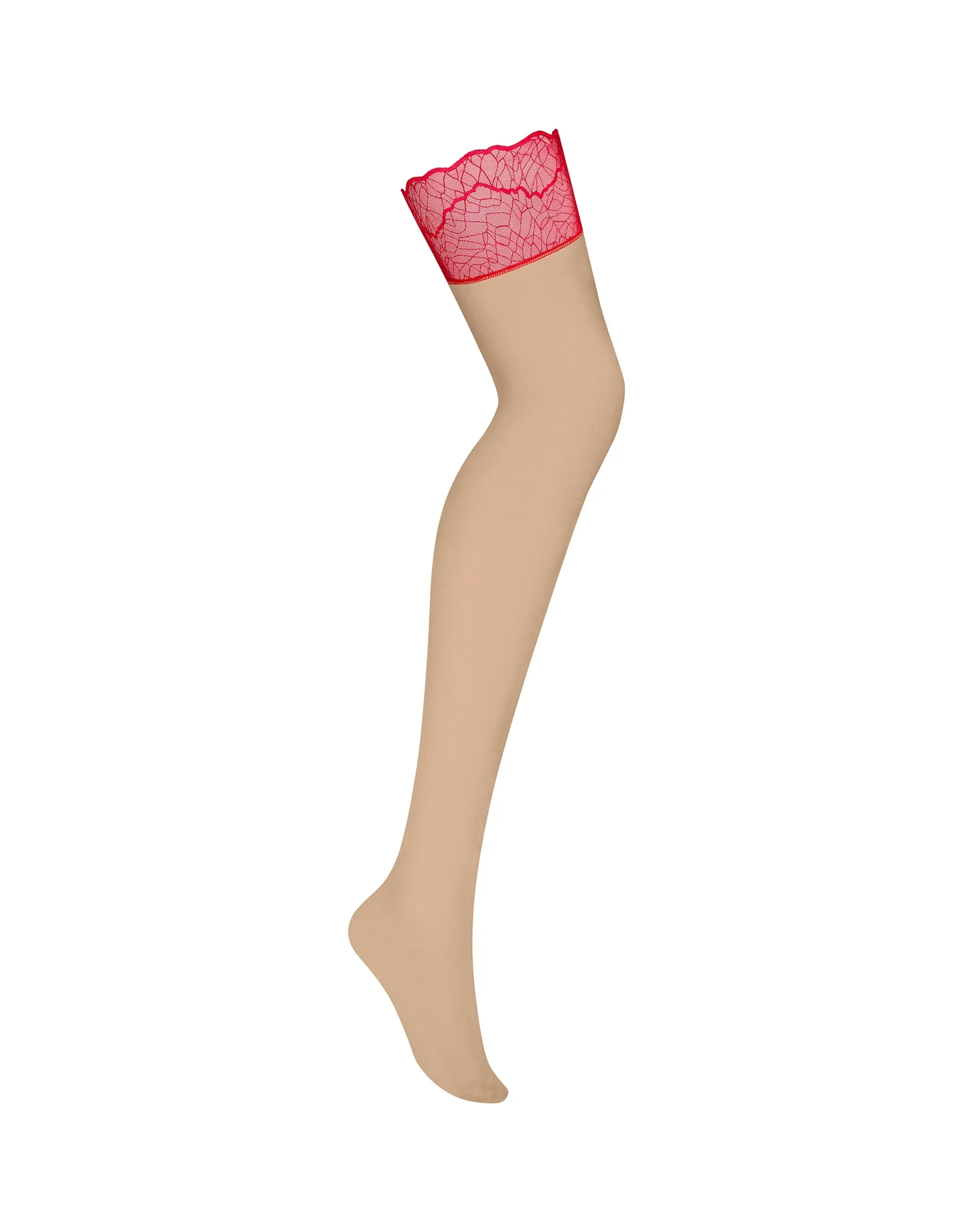 Obsessive Cupide Desir Nude Stockings with Red Lace - Image 3
