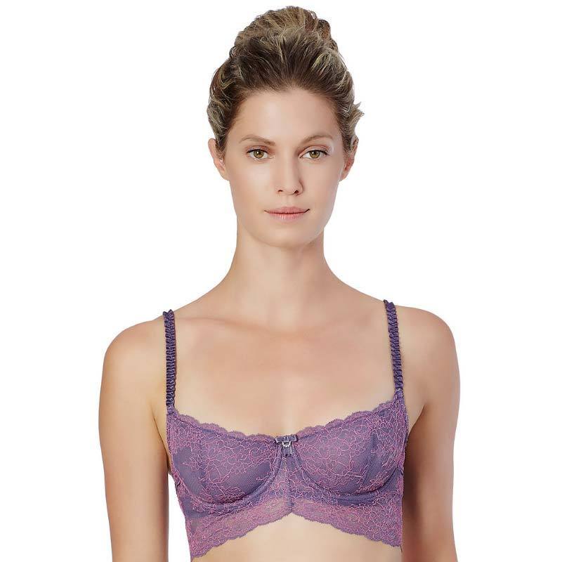 Longline Lace Demi Cup Bra Montelle Boudoir Glamour - Image 2