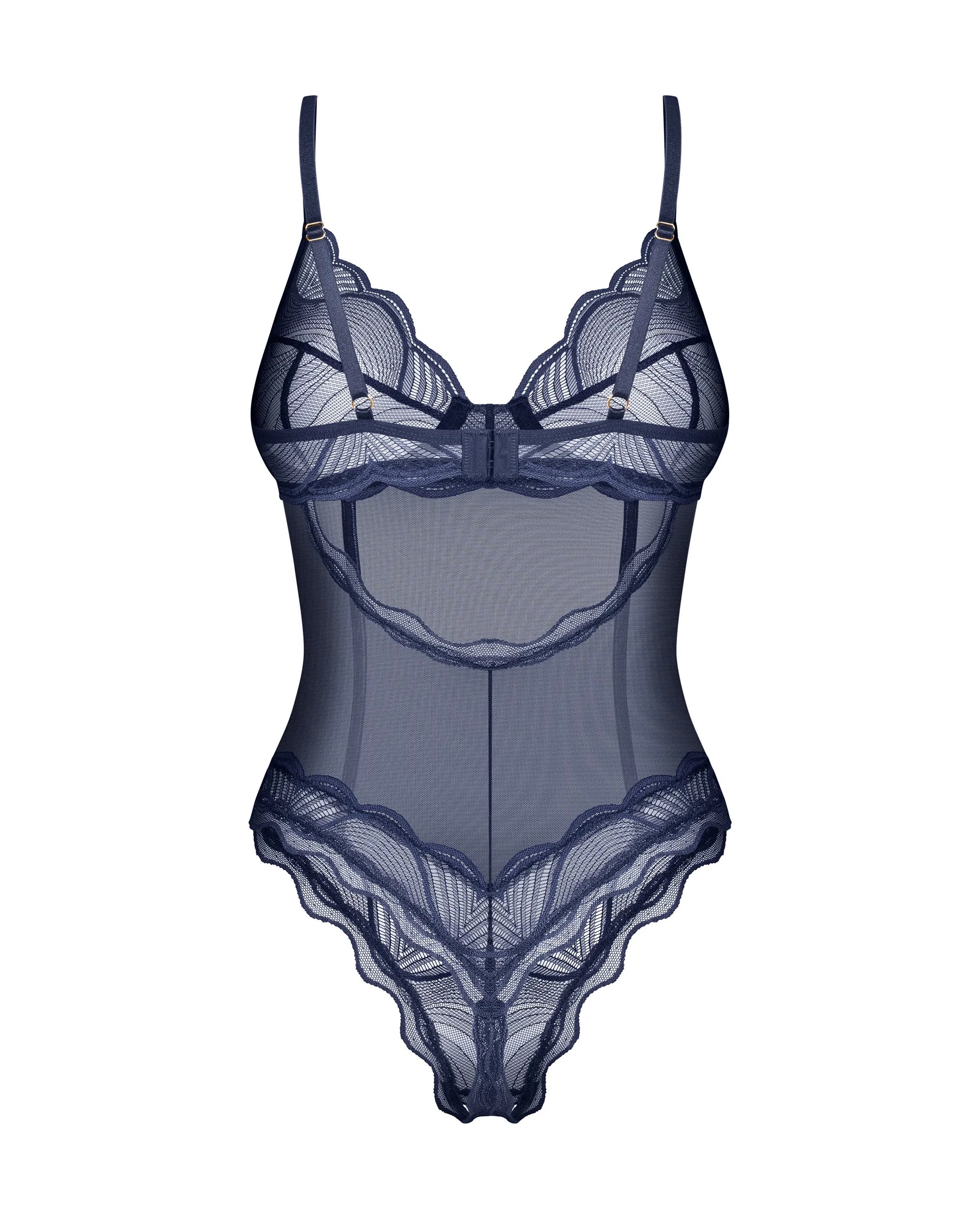 Obsessive Nightly Blue Sheer Crotchless Underwire Teddy - Image 3