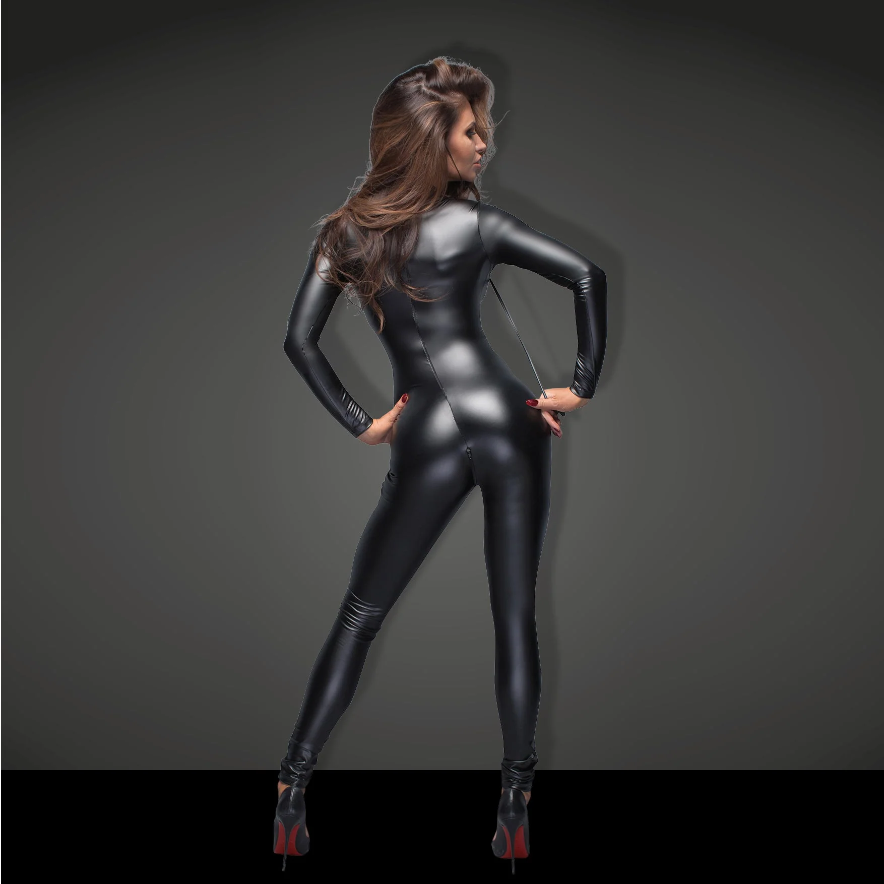Powerwetlook Overall Leash Two-Way Zipper Catsuit - Image 2