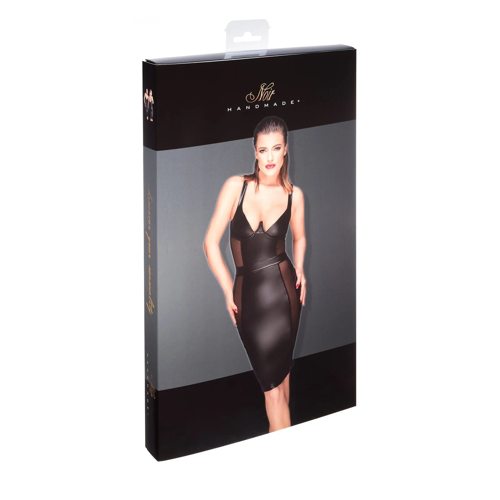 Power Wetlook Pencil Dress Noir Handmade Muse - Image 3
