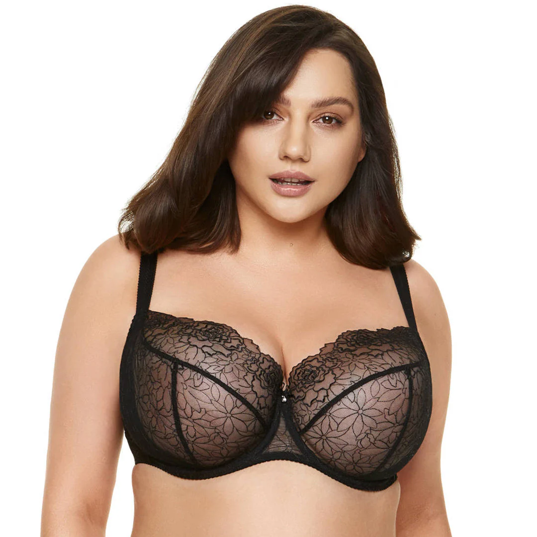 Gorteks Pamela Black Sheer Mesh Balconette Bra SALE - Image 5