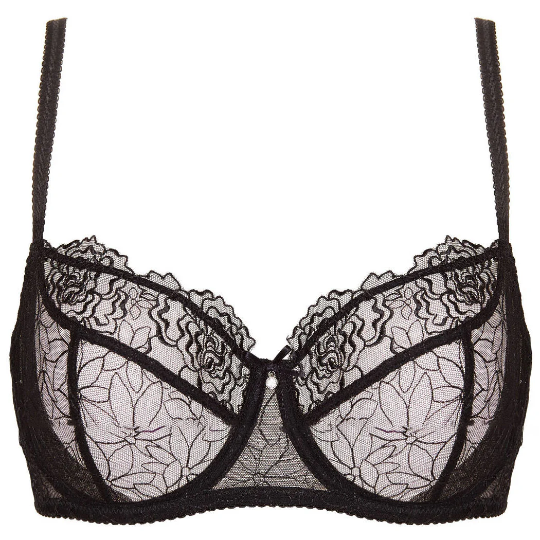 Gorteks Pamela Black Sheer Mesh Balconette Bra SALE - Image 6