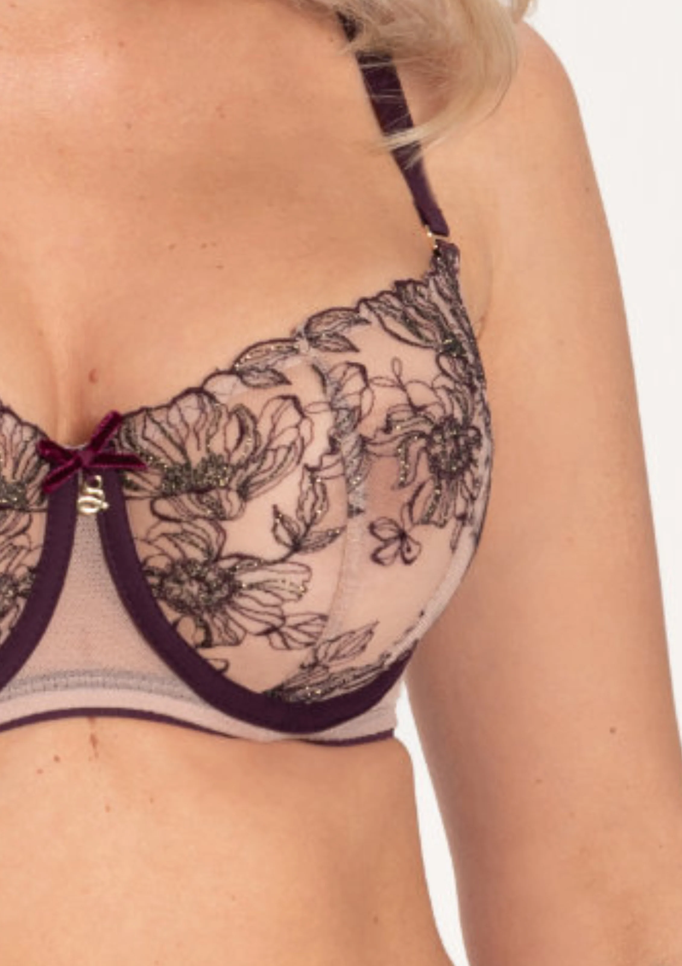 Samanta Silvia Aubergine Sheer Balconette Bra - Image 3