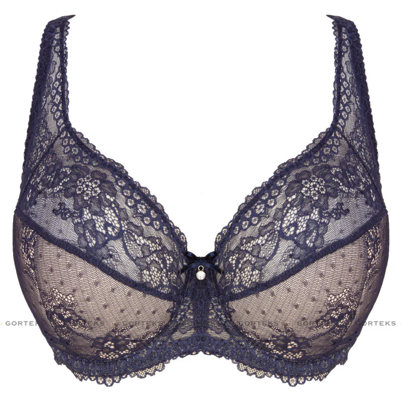 Gorteks Scarlet Navy Blue Semi Sheer Half Padded Bra - Image 5