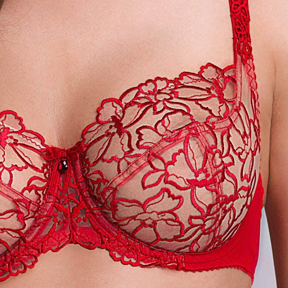 Semi Sheer Full Figure Bra Stefi L Crimson - Image 3