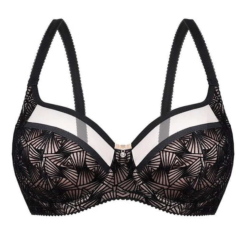 Unikat Zoe Semi-Sheer Soft Velvet Full Figure Underwire Bra - Image 2