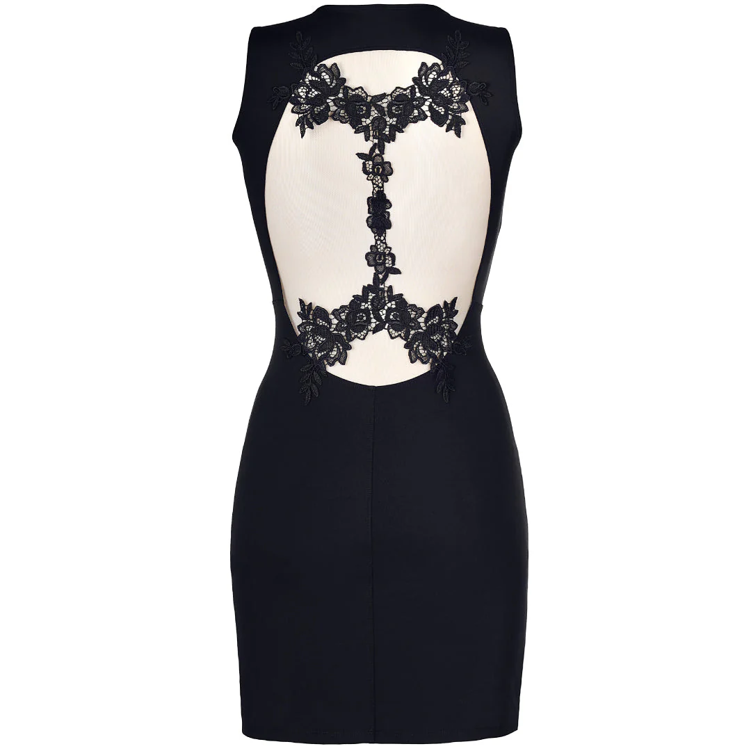 Axami Tropicana Black Mini Dress - Image 3