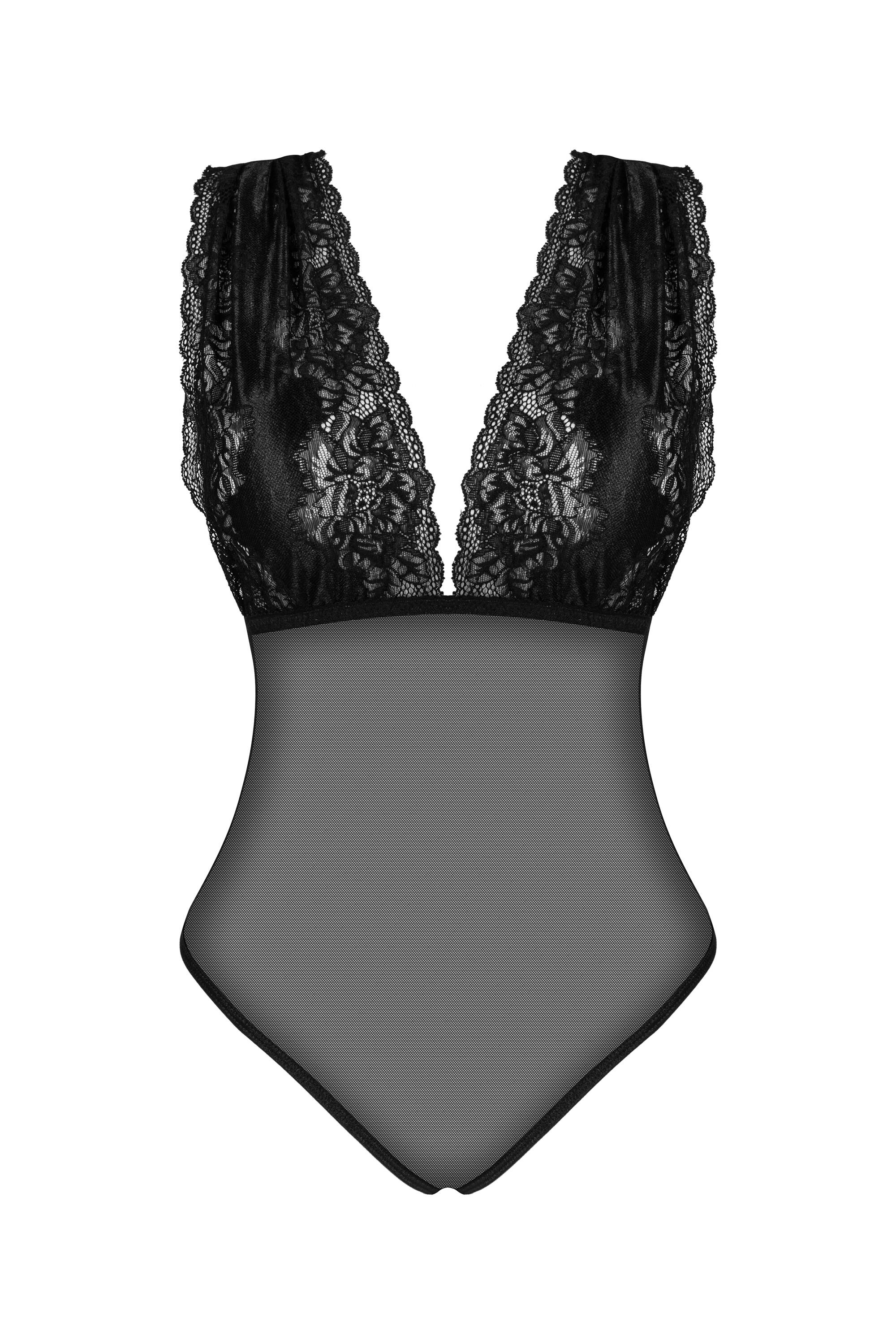 Beauty Night Veronica Black Sexy Deep Cleavage Lace Bodysuit - Image 7
