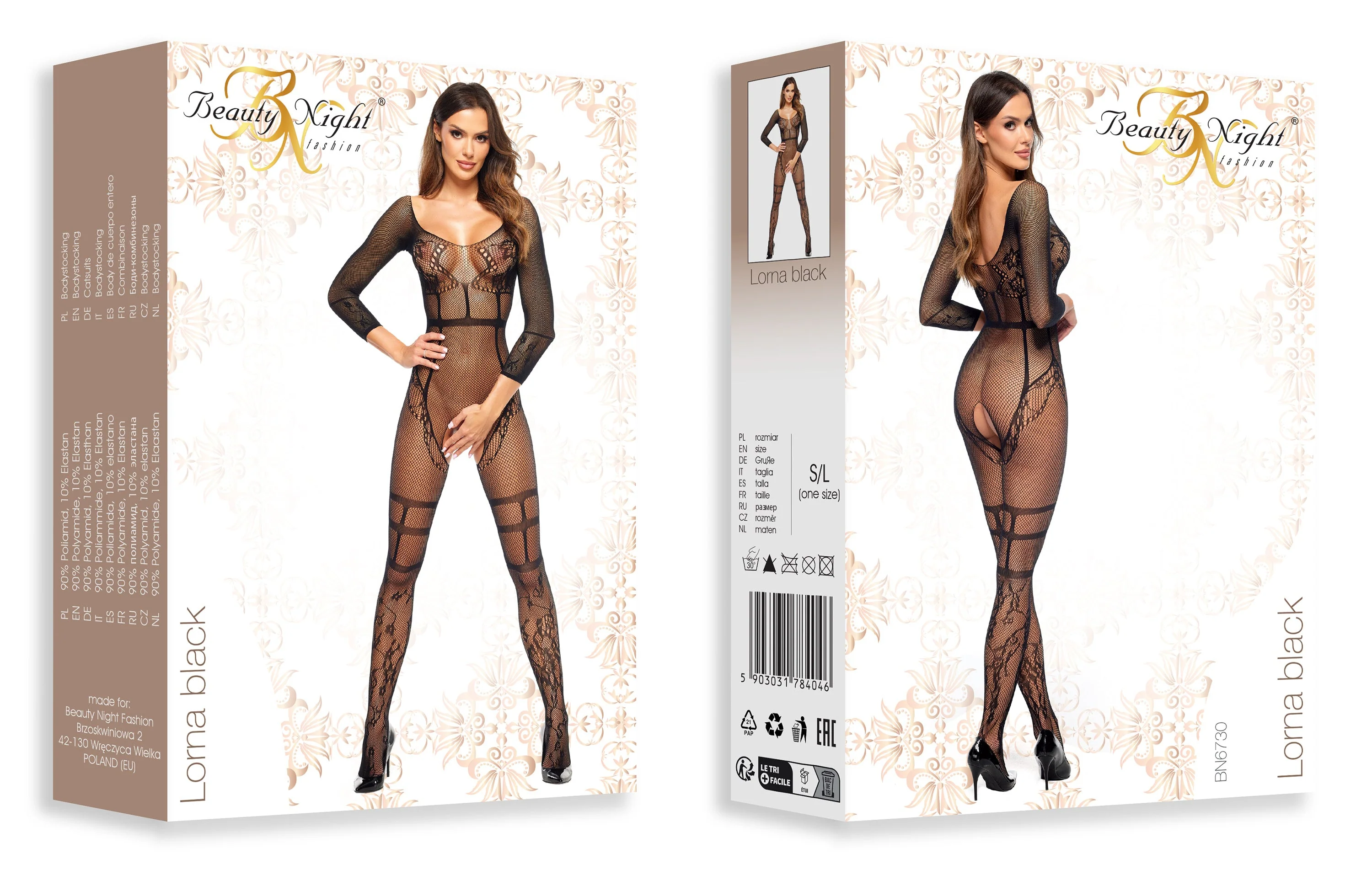 Beauty Night Lorna Black Seductive Delicate Fishnet Bodystocking - Image 7