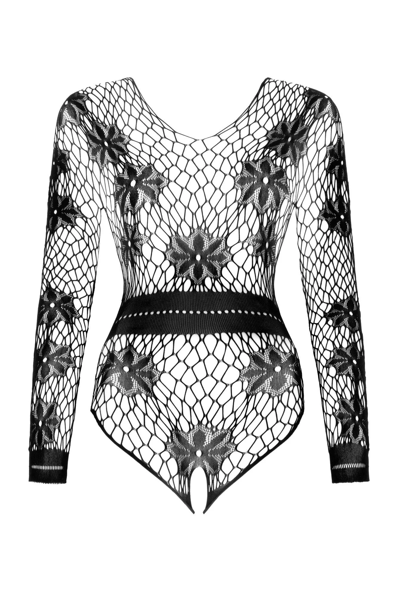 Beauty Night Regina Black Sexy Long Sleeve Fishnet Bodysuit - Image 4
