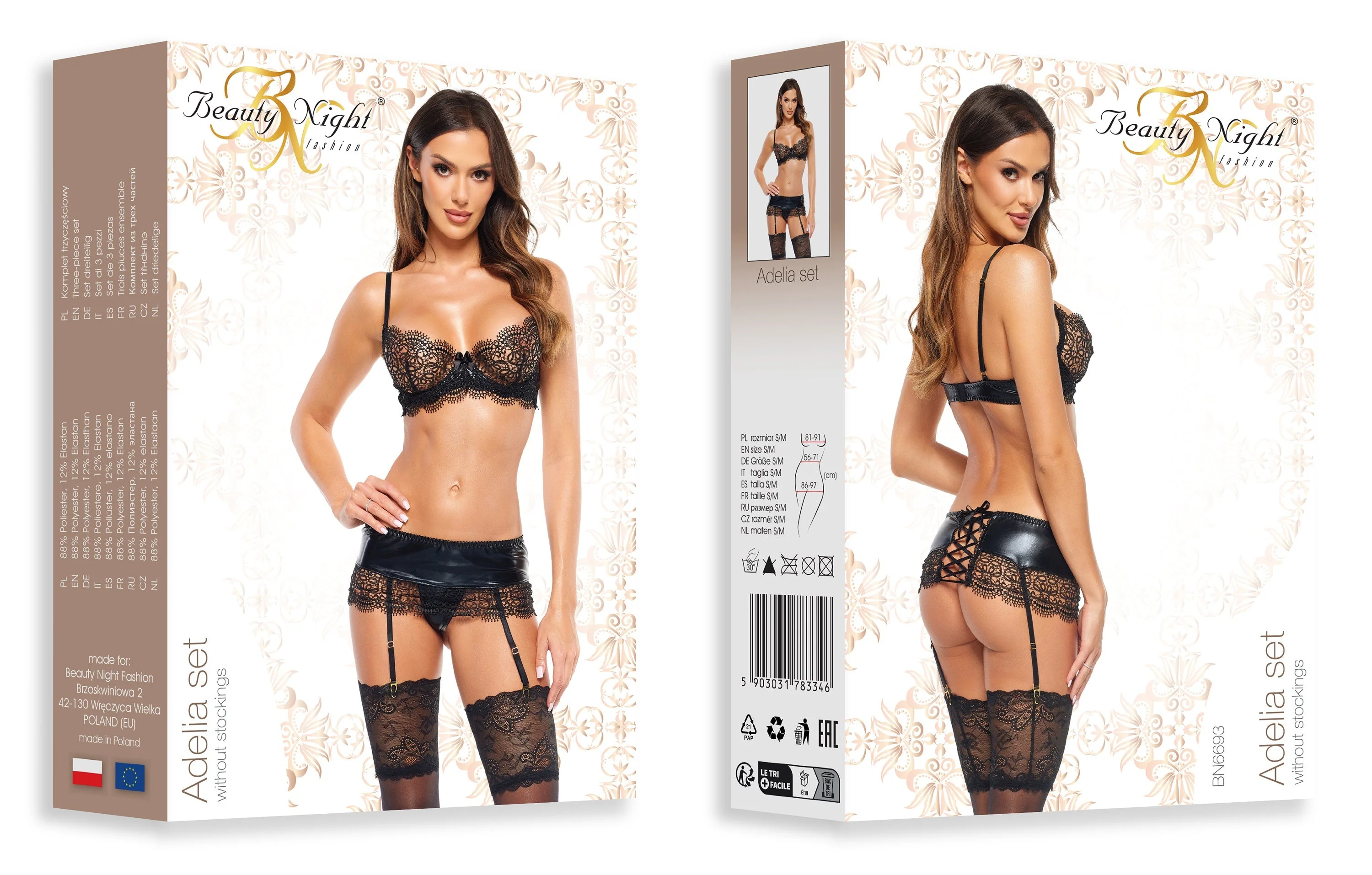 Beauty Night Adelia Sexy Lace Bra & Garter Belt String Set - Image 6