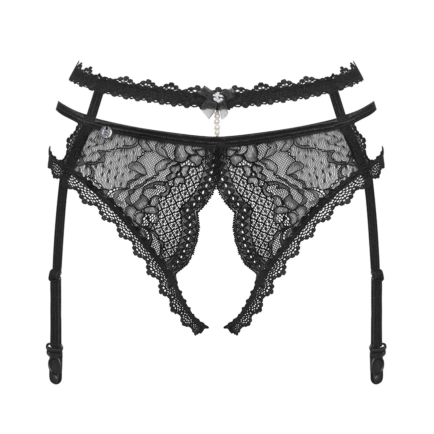 Obsessive Pearlove Open Crotch Lace Garter Panty - Image 3