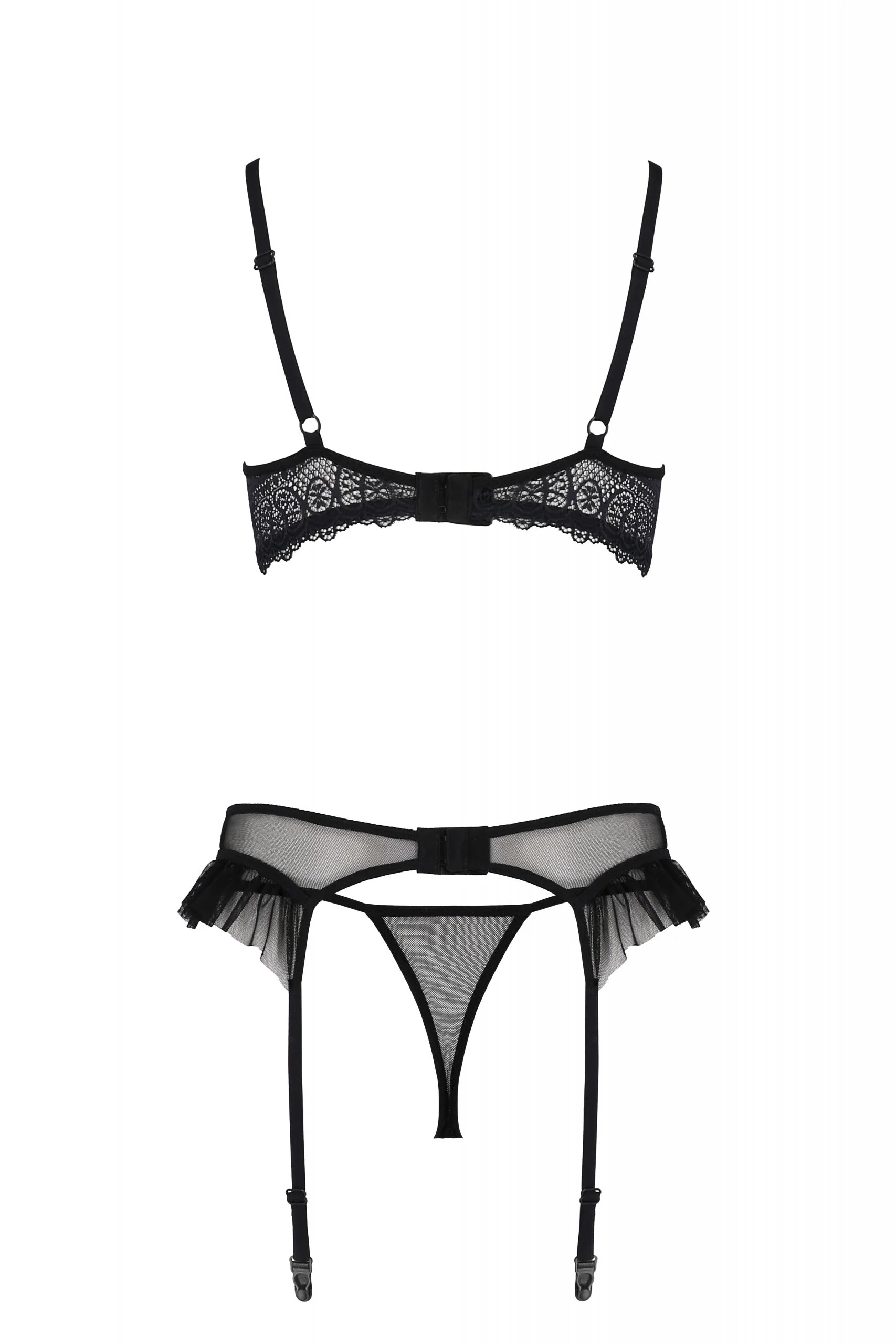 Sexy Open Cup Bra Garter Belt String Set Passion Kerria - Image 4