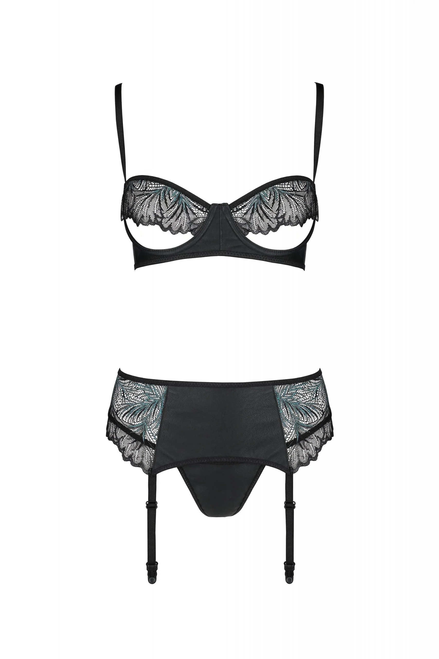 Sexy Open Cup Bra & Sheer Lace Garter String Set Passion Astrida - Image 3
