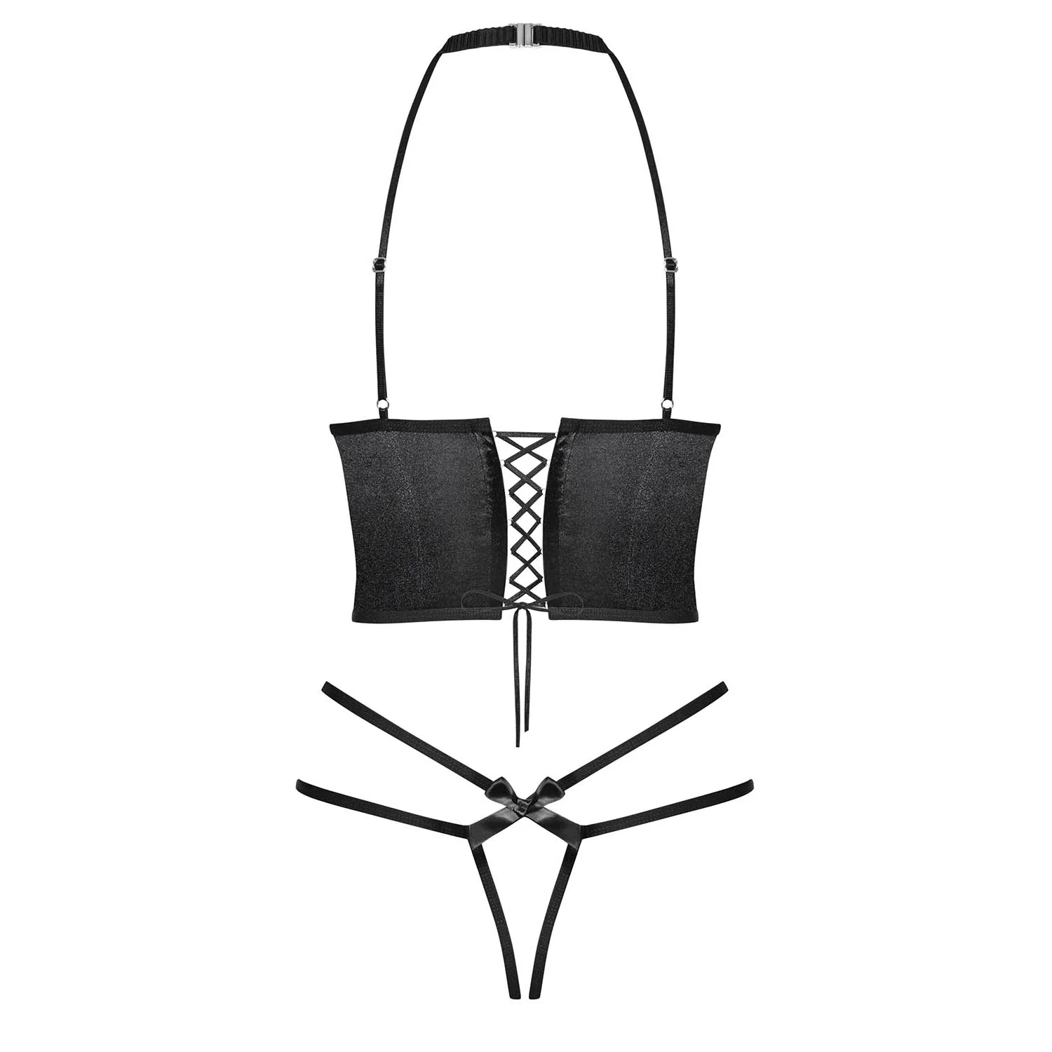 Obsessive Delishya Black Open Cup Corset & String - Image 4