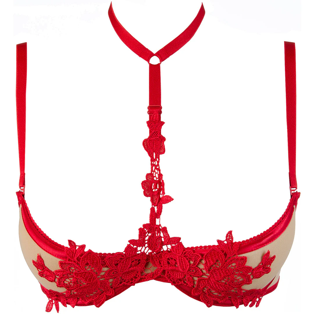 Axami Naughty in Nude Red Open Cup Shelf Bra - Image 6