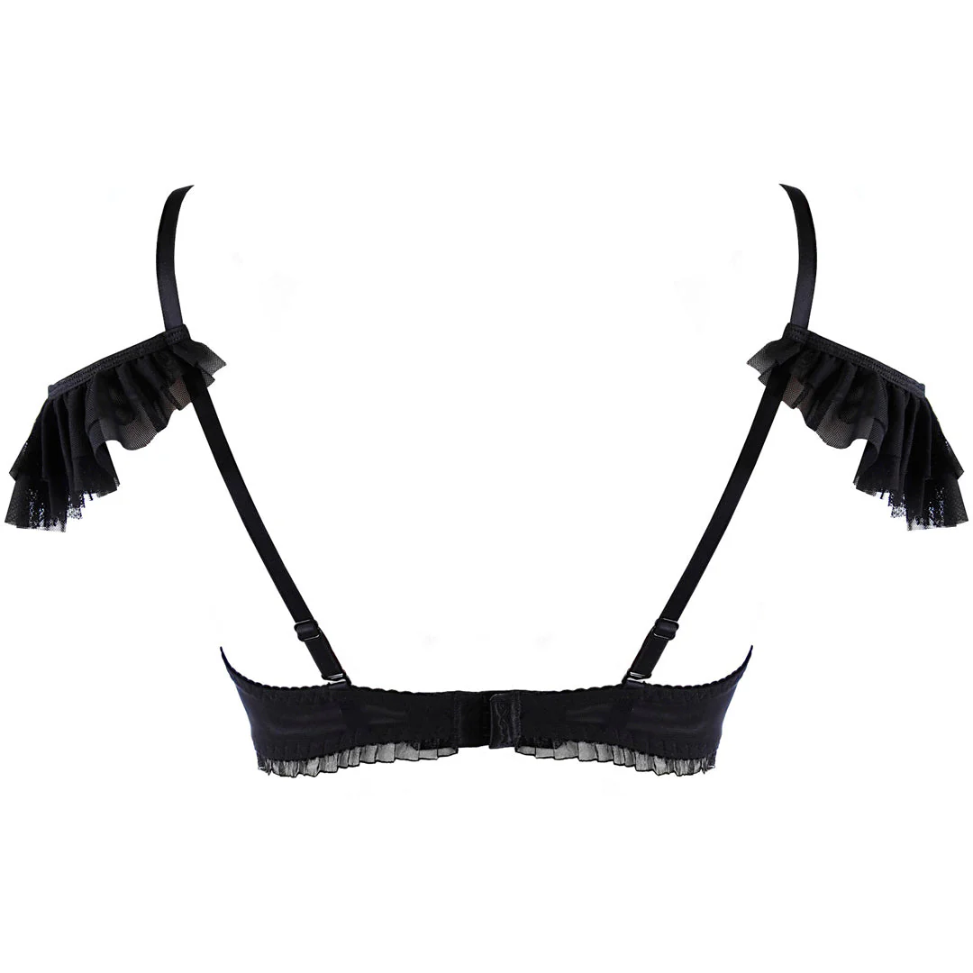 Axami Sweet Angel Black Ruche Open Cup Shelf Bra - Image 7
