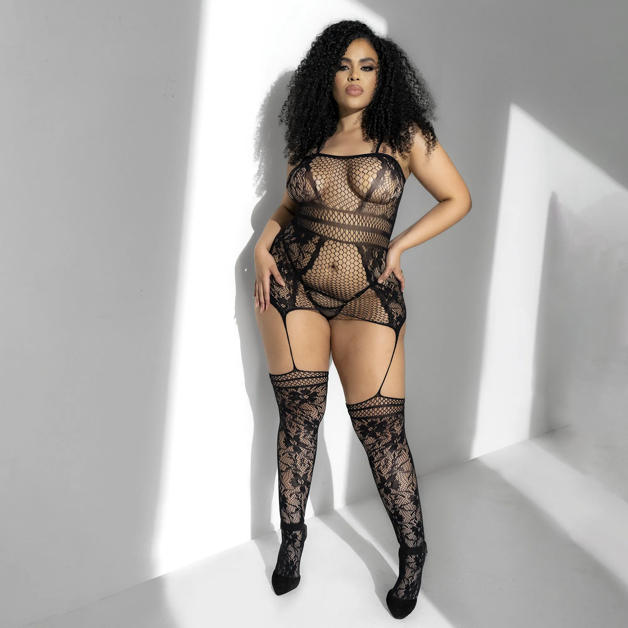 Mapale Eleganza Sheer Fishnet Lace Bodystockings - Image 4