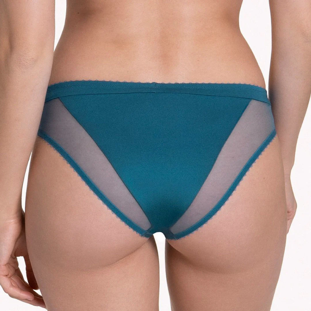 Lisca Peony Dark Turquoise Sheer Mesh Lace Bikini Panty - Image 2
